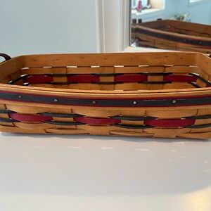 Longaberger Handcrafted Red and Brown Woven Basket VINTAGE